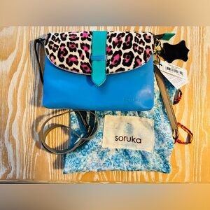 Soruka Selena Recycled Leather Crossbody Shoulder Bag with Wristlet